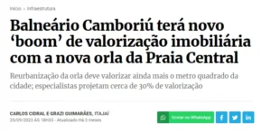 notícia - boom imobiliário em Balneário Camboriú